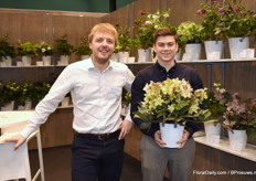 Kirsten van Linden and Siebe Vandecasteele with their Vivre Valeria. It is a very productive and uniform Ericsmitii species that the breeder introduced at this year's edition of the IPM. According to Kirsten and Siebe it's really a new thing in Helleborus because of the short cultivation time, floridity and uniformity.